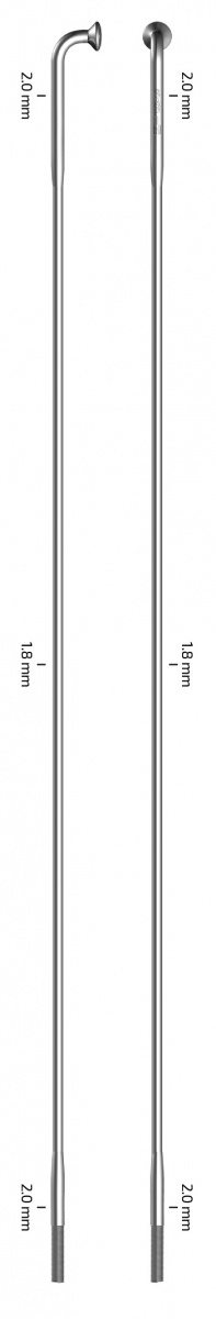 Sapim Спица 260 мм, Race, 2.0/1.8/2.0 мм, Bt. 14G, нерж., серебро