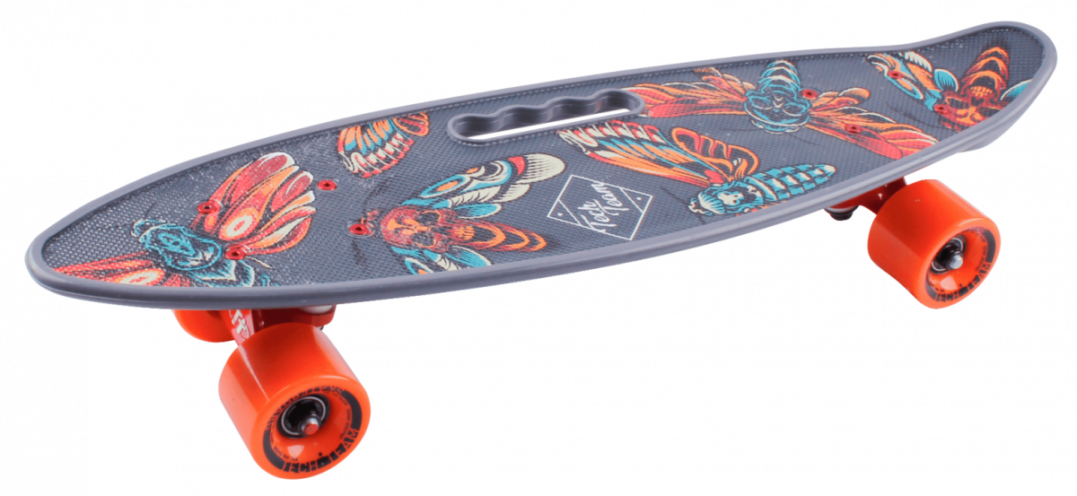 Скейт-Пениборд ТТ Fishboard 23 (дэка пл. 58x15), print grey, Abec 7 Chrome