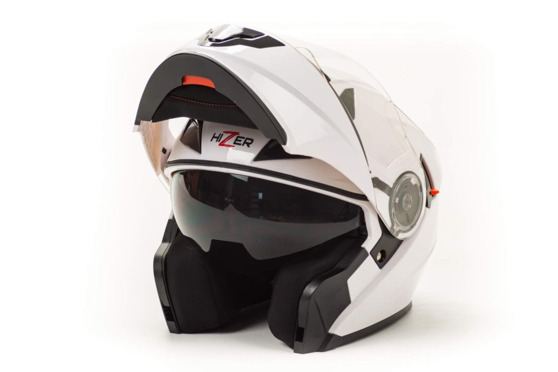 Шлем модуляр HIZER 627 (L) white (2 визора) 9319