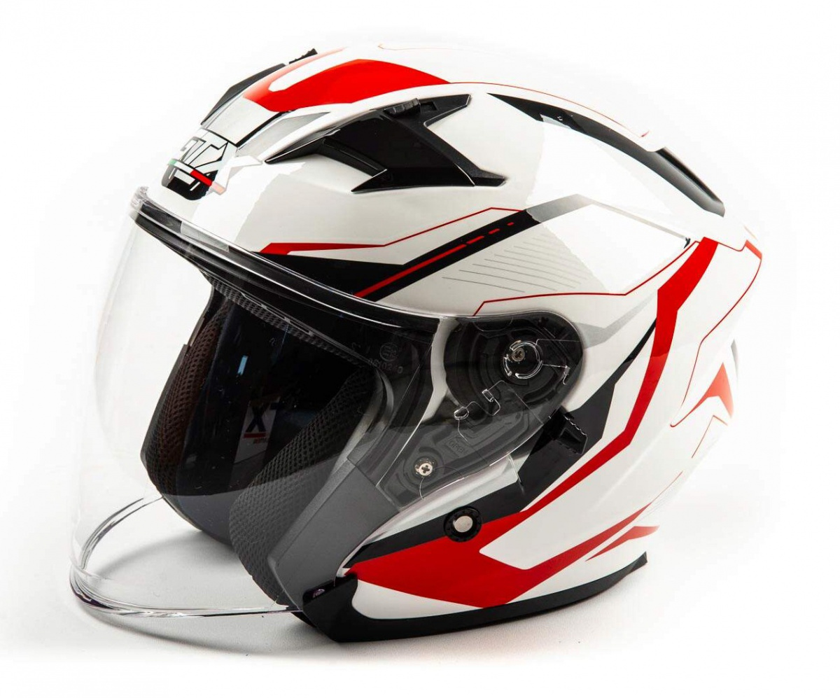 Шлем открытый, GTX 278 #3, 2 визора, M(57-58), бело-красно-черный 14145