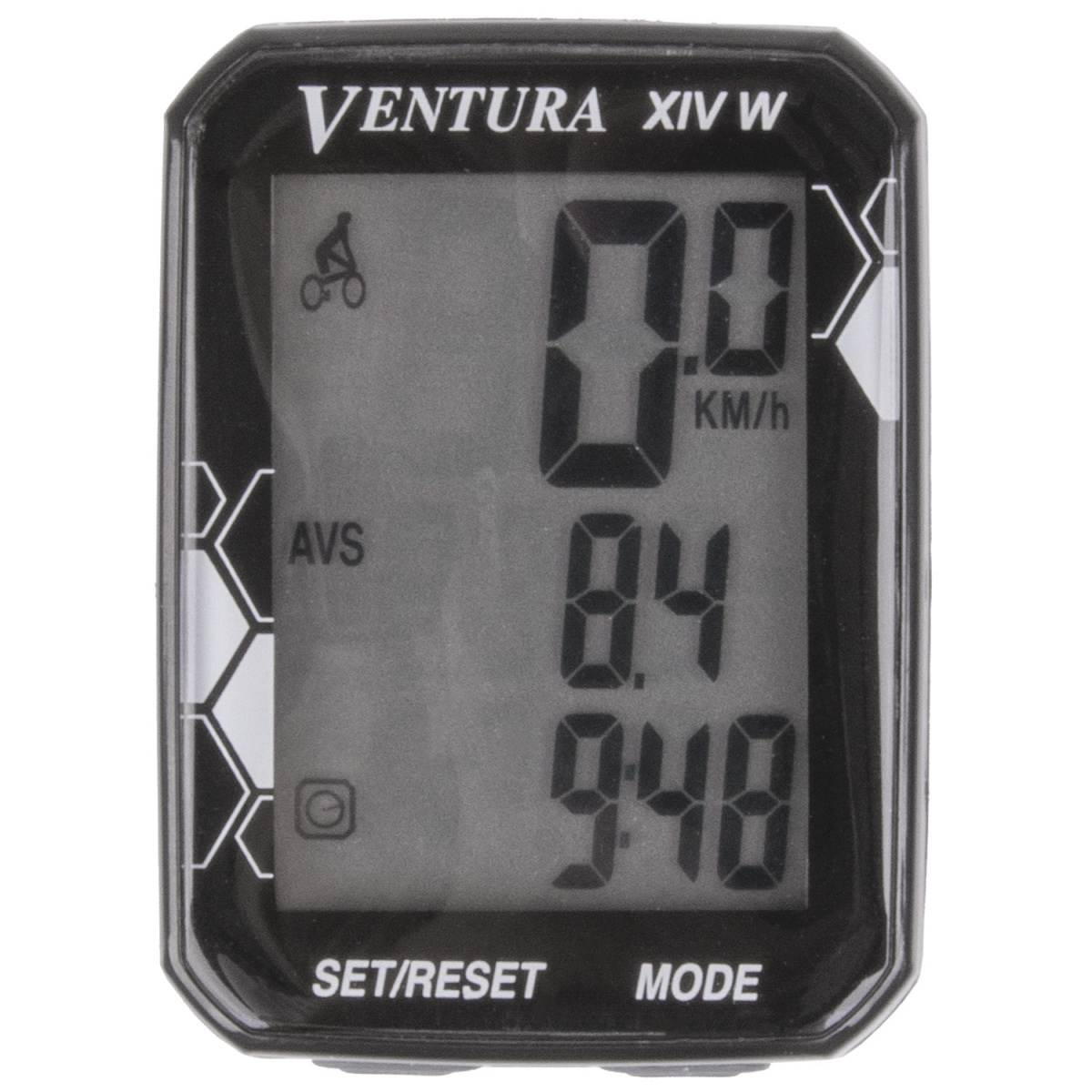 Велокомп 14 функций, VENTURA XIV W, беспровод, 3-х строчный дисплей, чёрный, 5-244361