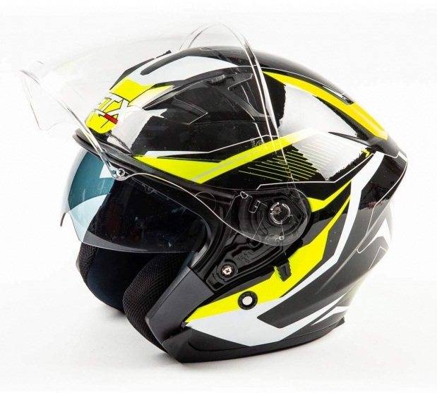 Шлем открытый, GTX 278 #2, 2 визора, M(57-58), черно-белый неоновый жёлтый 14141