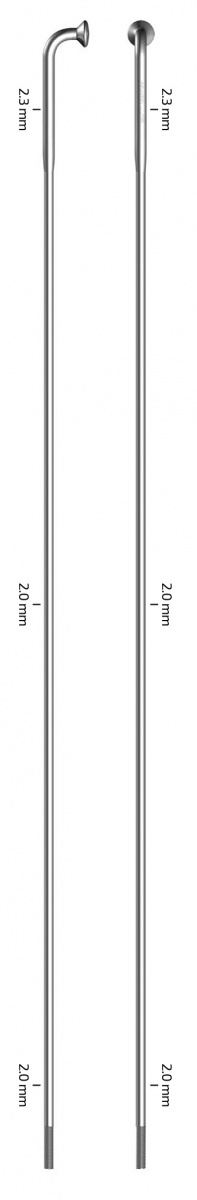 Sapim Спица 264 мм, Strong, 2,3/2.0 мм, Bt. 14G, нерж., серебро