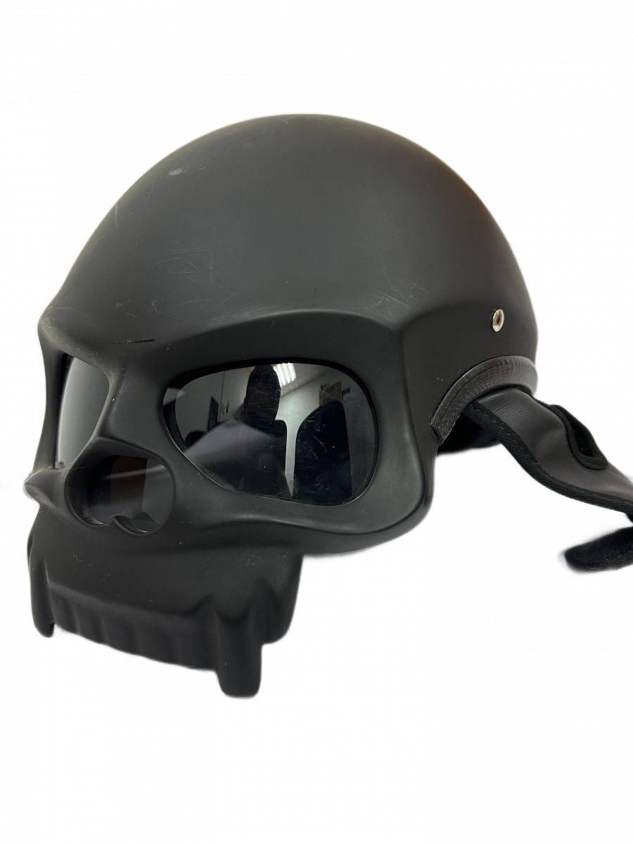 Шлем каска, MASEI 419 череп, M(57-58), черный глянцевый 