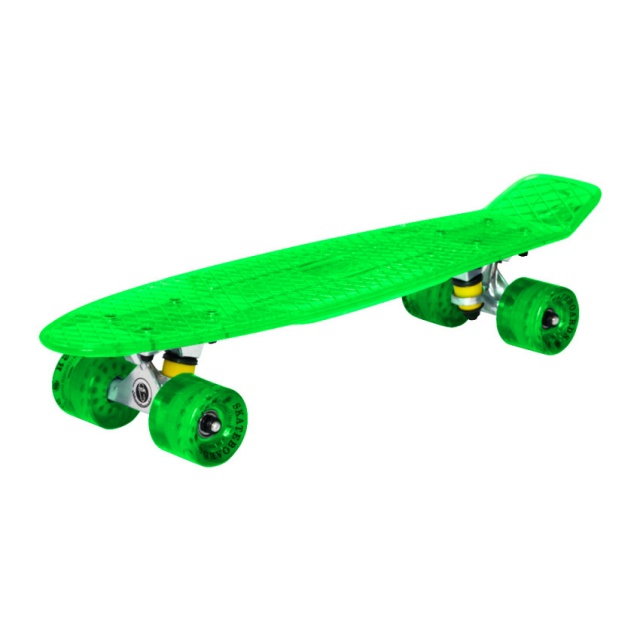 Скейт-Пениборд FISH (дэка пл. (22) 55х13,5), прозрачно-зелёный, 9932G, Abec 7 Chrome
