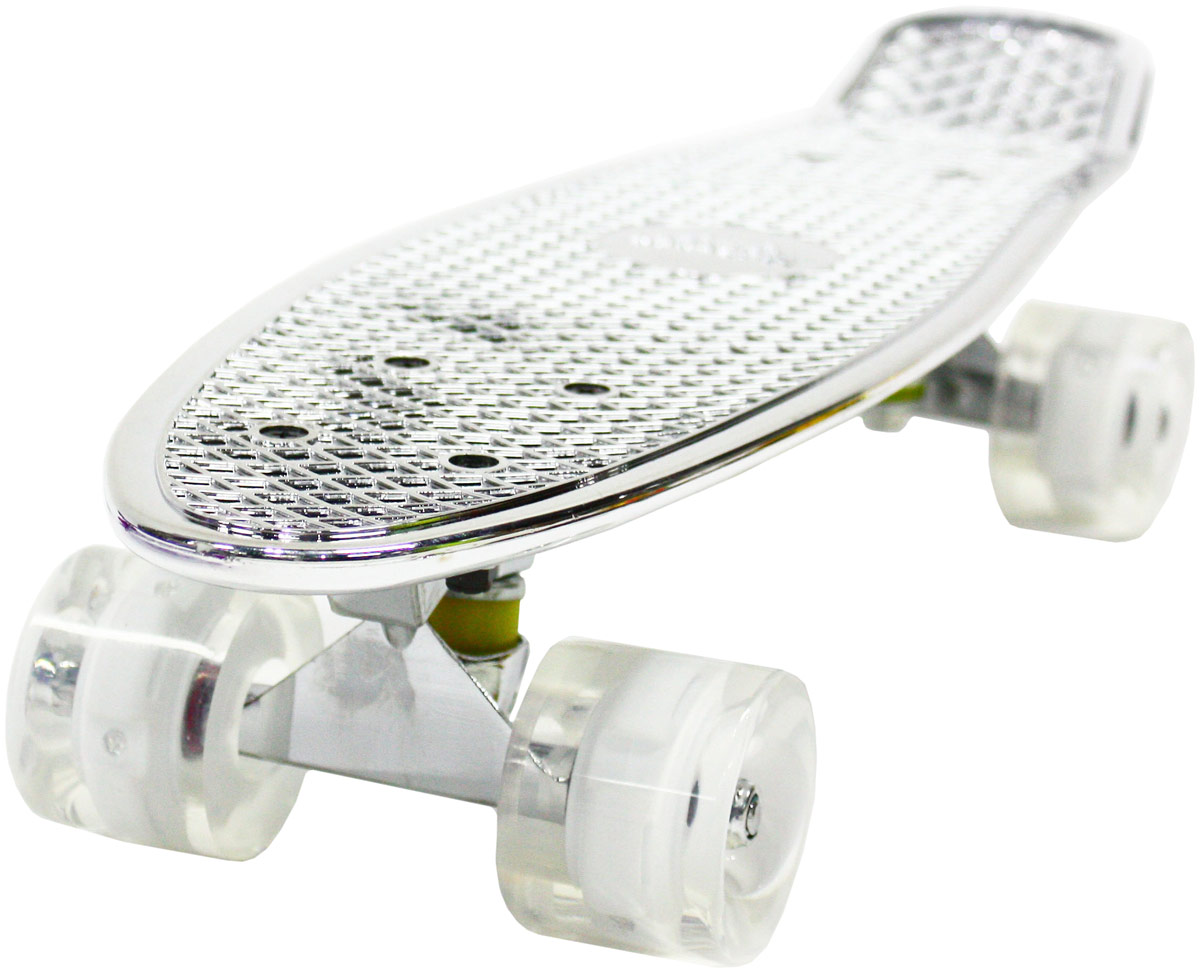 Скейт-Пениборд FISH (дэка пл. (22) 55х13,5), прозрачно-белый, 9932W, Abec 7 Chrome 