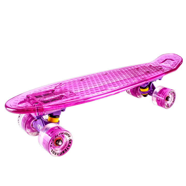 Скейт-Пениборд ТT Transparent Light 22 (дэка пл. 55х15 LED подсв.), pink, Abec 7 Chrome