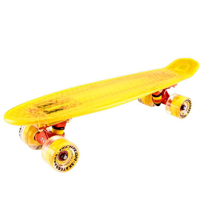 Скейт-Пениборд ТT Transparent Light 22 (дэка пл. 55х15 LED подсв.), yellow, Abec 7 Chrome
