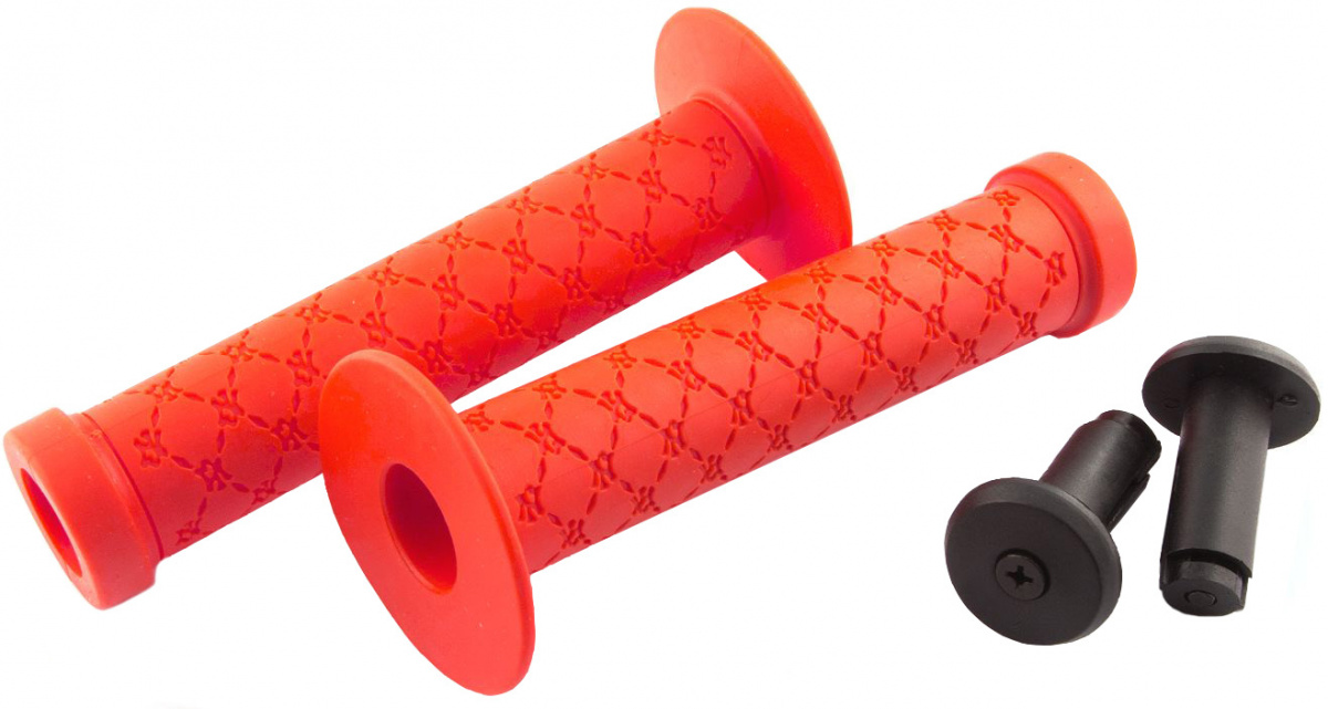 Ручки руля 145 мм, CLARK`S BMX, заглуш, защита проскальз, красные 3-401 