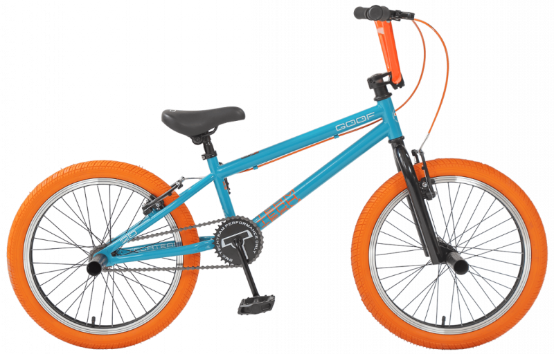 20д. BMX TechTeam Goof, 1ск, V-BRAKE, рама сталь, 4 пэги, бирюзово-оранжевый 20д. BMX TechTeam Goof, 1ск, V-BRAKE, рама сталь, 4 пэги, бирюзово-оранжевый
