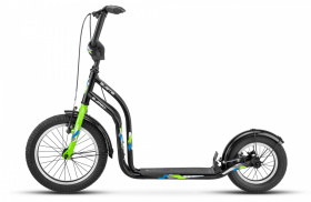 Самокат внедорож. TRAIL-5 V-BRAKE п+к 16  и 12д. крылья, черный-зеленый 